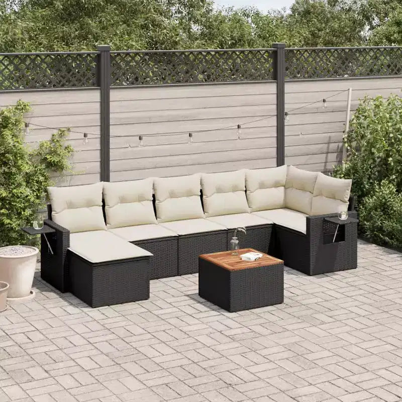 vidaXL Garden Sofa Set Black PE rattan Medium Modular Garden Sofa Set