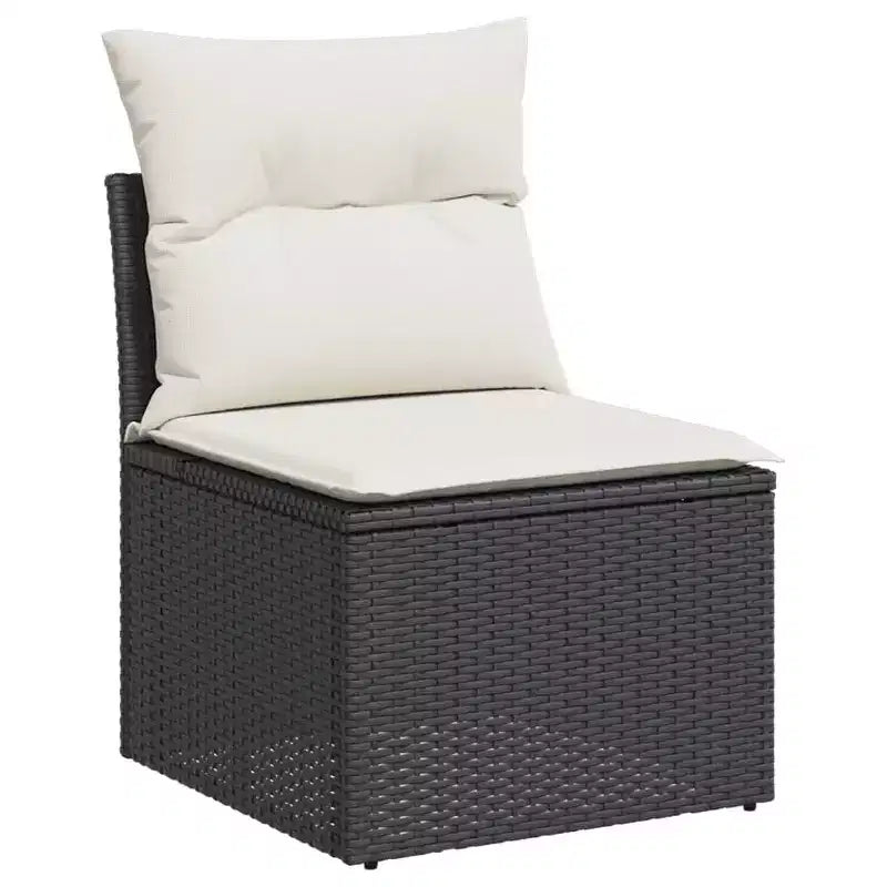 vidaXL Garden Sofa Set Black PE rattan Medium Modular Garden Sofa Set