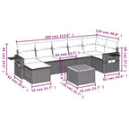 vidaXL Garden Sofa Set Black PE rattan Medium Modular Garden Sofa Set