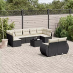 vidaXL Salon de jardin noir en résine tressée Grand salon de jardin modulable