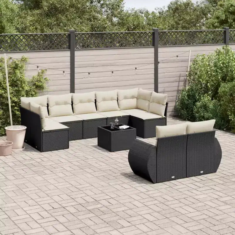 vidaXL Salon de jardin noir en résine tressée Grand salon de jardin modulable