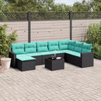 vidaXL Salon de jardin 9 pcs avec coussins résine tressée noir