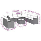 vidaXL 10 Piece Patio Sofa Set with Cushions Black Poly Rattan