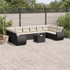 vidaXL Ensemble de canapés de jardin coussins noirs avec housses blanc crème