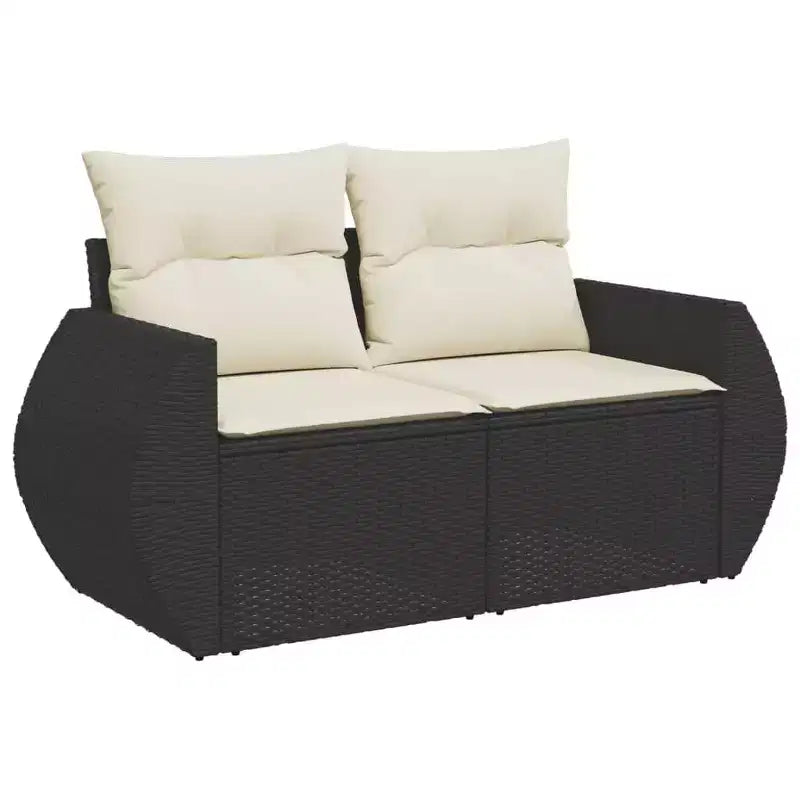vidaXL Ensemble de canapés de jardin coussins noirs avec housses blanc crème