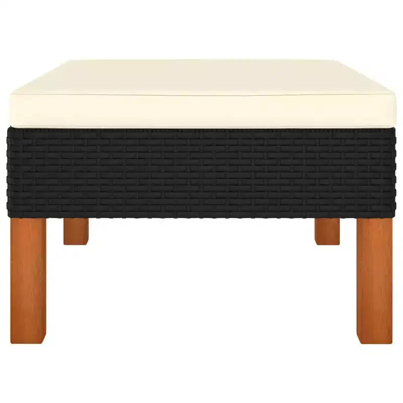vidaXL Repose-pieds noir en rotin PE Pieds modulaires de taille moyenne Repose-pieds carré