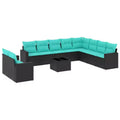 vidaXL 11 Piece Patio Sofa Set with Cushions Black Poly Rattan