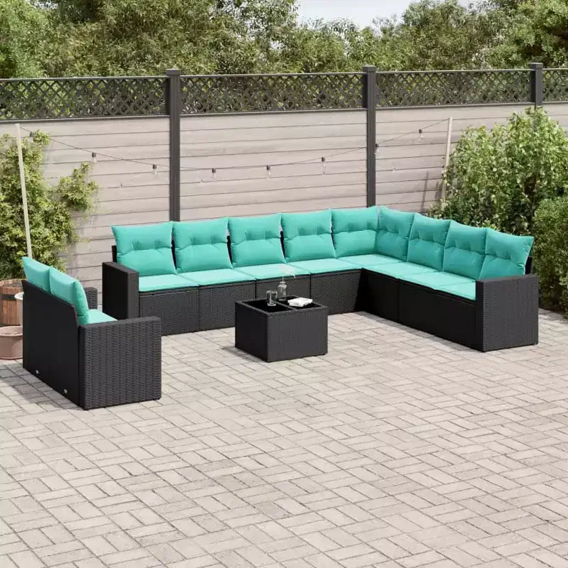 vidaXL Salon de jardin 11 pièces avec coussins en résine tressée noir