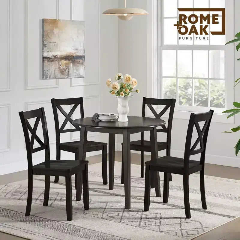 ROME + OAK Hinged Drop Leaf Dining Table Round Tabletop