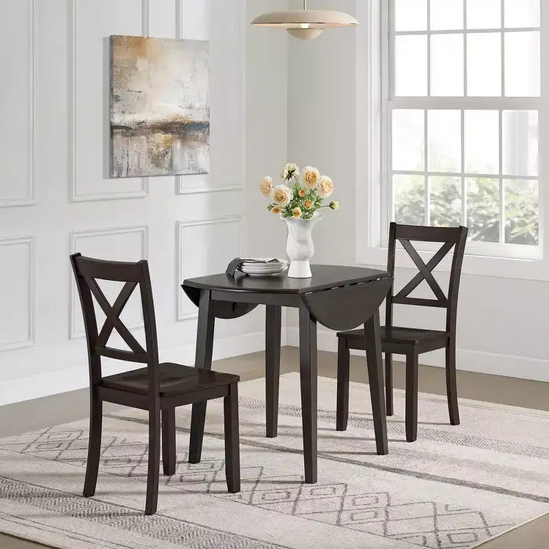 ROME + OAK Hinged Drop Leaf Dining Table Round Tabletop