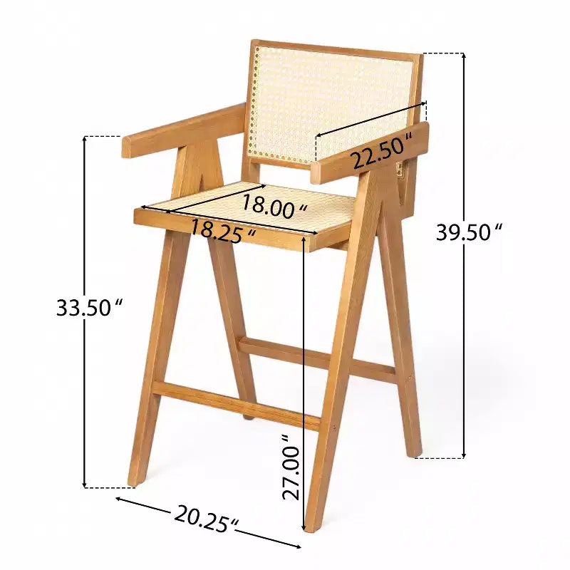 Christopher Knight Home Kelly Modern Minimalist Rubberwood Bar Stools with Cane Design (Set of 2)