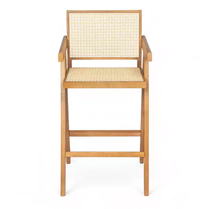 Christopher Knight Home Kelly Modern Minimalist Rubberwood Bar Stools with Cane Design (Set of 2)