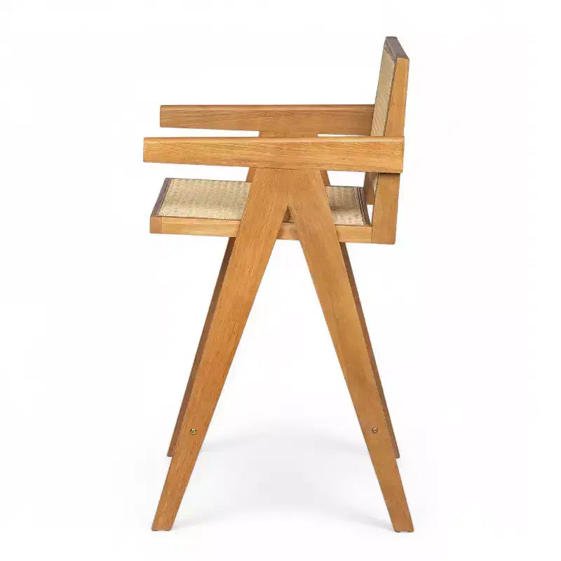 Christopher Knight Home Kelly Modern Minimalist Rubberwood Bar Stools with Cane Design (Set of 2)