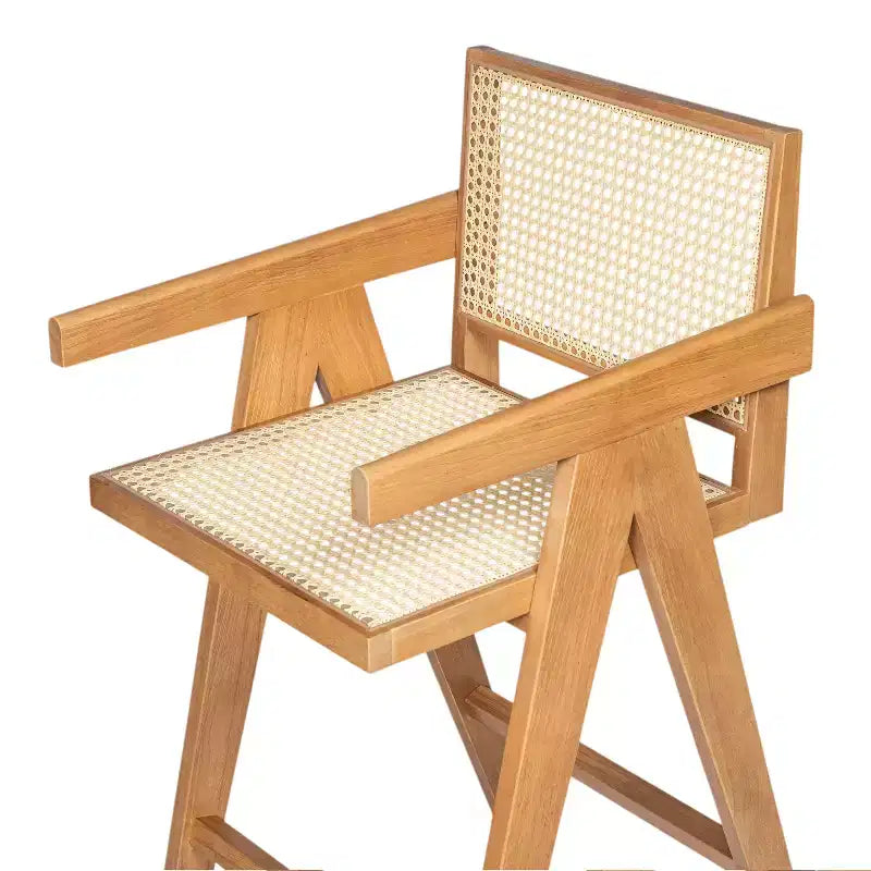 Christopher Knight Home Kelly Modern Minimalist Rubberwood Bar Stools with Cane Design (Set of 2)