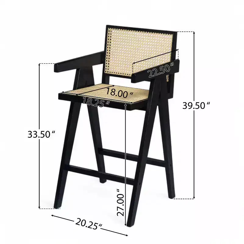 Christopher Knight Home Kelly Modern Minimalist Rubberwood Bar Stools with Cane Design (Set of 2)
