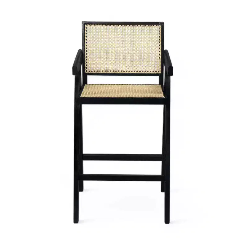 Christopher Knight Home Kelly Modern Minimalist Rubberwood Bar Stools with Cane Design (Set of 2)