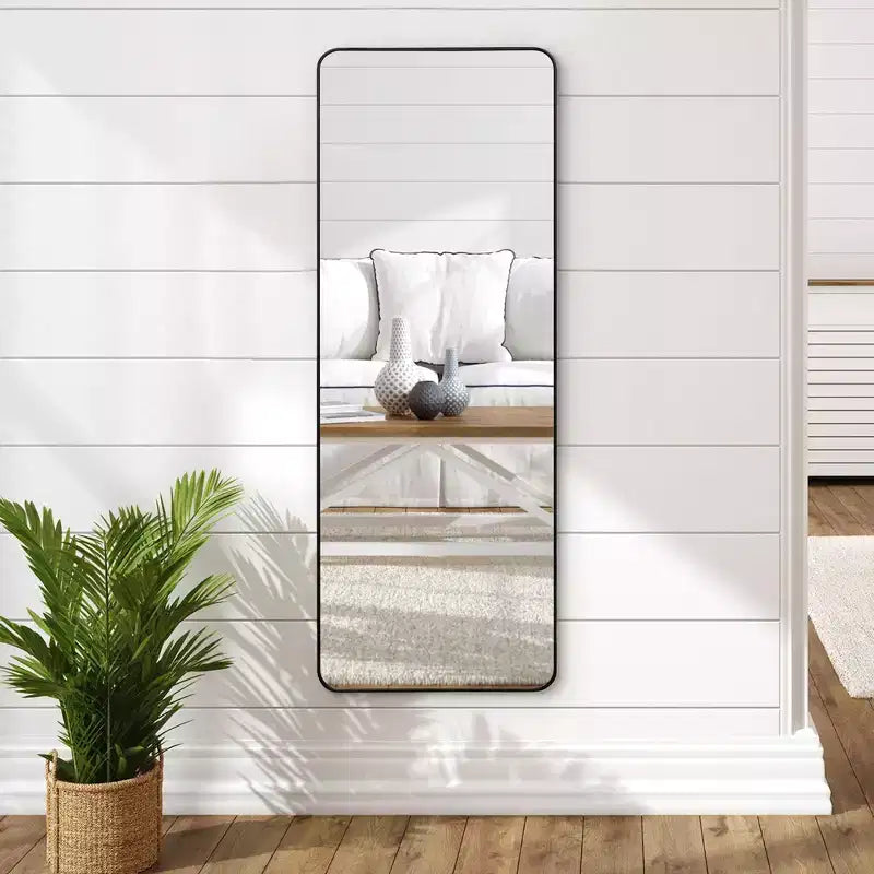 Americanflat 21x58 Full Length Mirror with Stand - Black - Premium Home Decor Style - Shatter-Resistant Glass - Elegant Modern Design - Modern