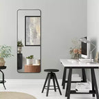 Miroir sur pied 53x147 cm Americanflat – Noir – Décoration d'intérieur haut de gamme – Verre incassable – Design moderne et élégant – Moderne