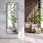 Miroir sur pied 53x147 cm Americanflat – Noir – Décoration d'intérieur haut de gamme – Verre incassable – Design moderne et élégant – Moderne