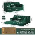 MooxvMoo 79 Modular Sectional Sofa Bed Convertible, Pudding Floor Sofa, Compression Sleeper for Living Room Bedroom, Dark Green