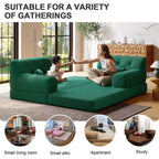 MooxvMoo 79 Modular Sectional Sofa Bed Convertible, Pudding Floor Sofa, Compression Sleeper for Living Room Bedroom, Dark Green