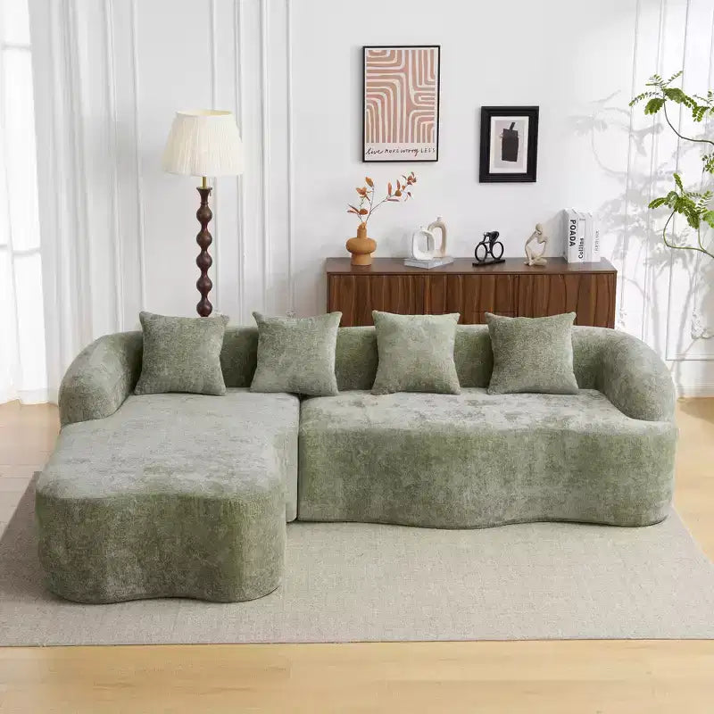 GDFStudio Belmont 104 Full Compression L-Shape Modular Chenille Upholstered Sectional Sofa