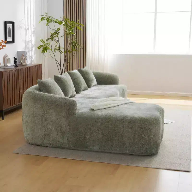 GDFStudio Belmont 104 Full Compression L-Shape Modular Chenille Upholstered Sectional Sofa