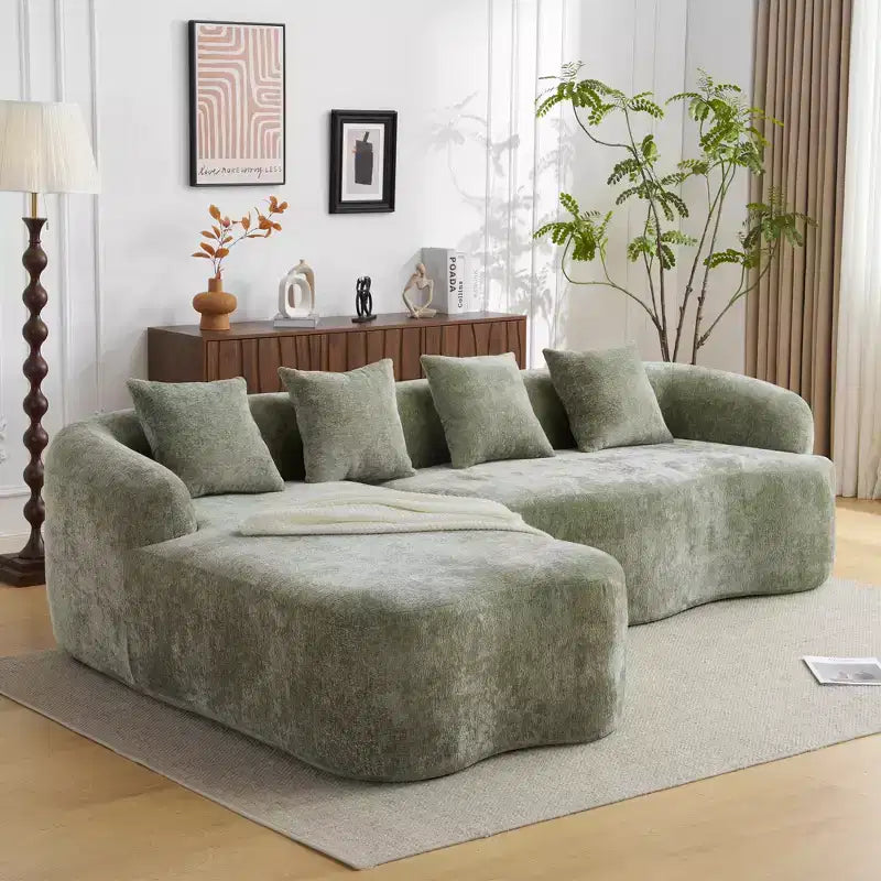 GDFStudio Belmont 104 Full Compression L-Shape Modular Chenille Upholstered Sectional Sofa