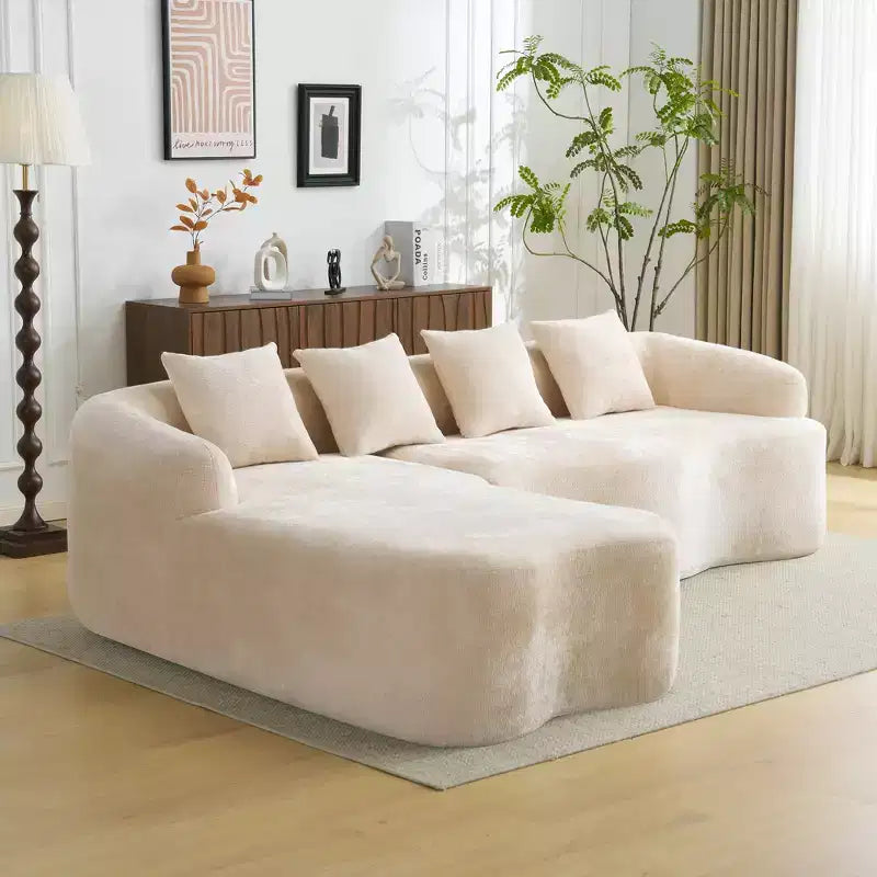 GDFStudio Belmont 104 Full Compression L-Shape Modular Chenille Upholstered Sectional Sofa