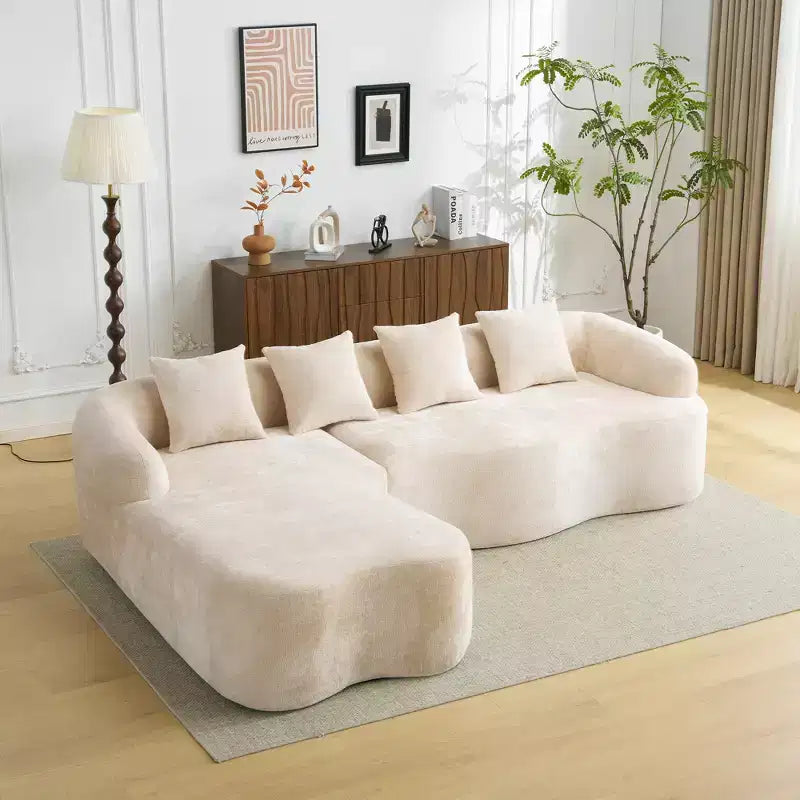 GDFStudio Belmont 104 Full Compression L-Shape Modular Chenille Upholstered Sectional Sofa