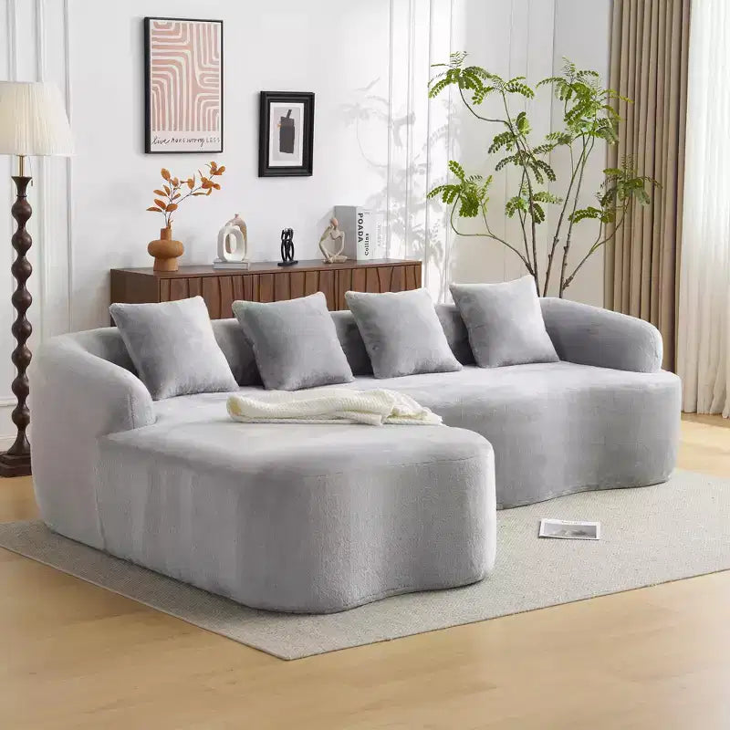 GDFStudio Belmont 104 Full Compression L-Shape Modular Chenille Upholstered Sectional Sofa
