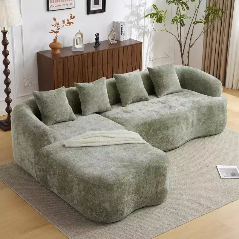 GDFStudio Belmont 104 Full Compression L-Shape Modular Chenille Upholstered Sectional Sofa