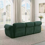 GDFStudio Khalid Modern 93 3-Seater Wood and Iron Chenille Upholstered Sectional Sofa with Split Backrest