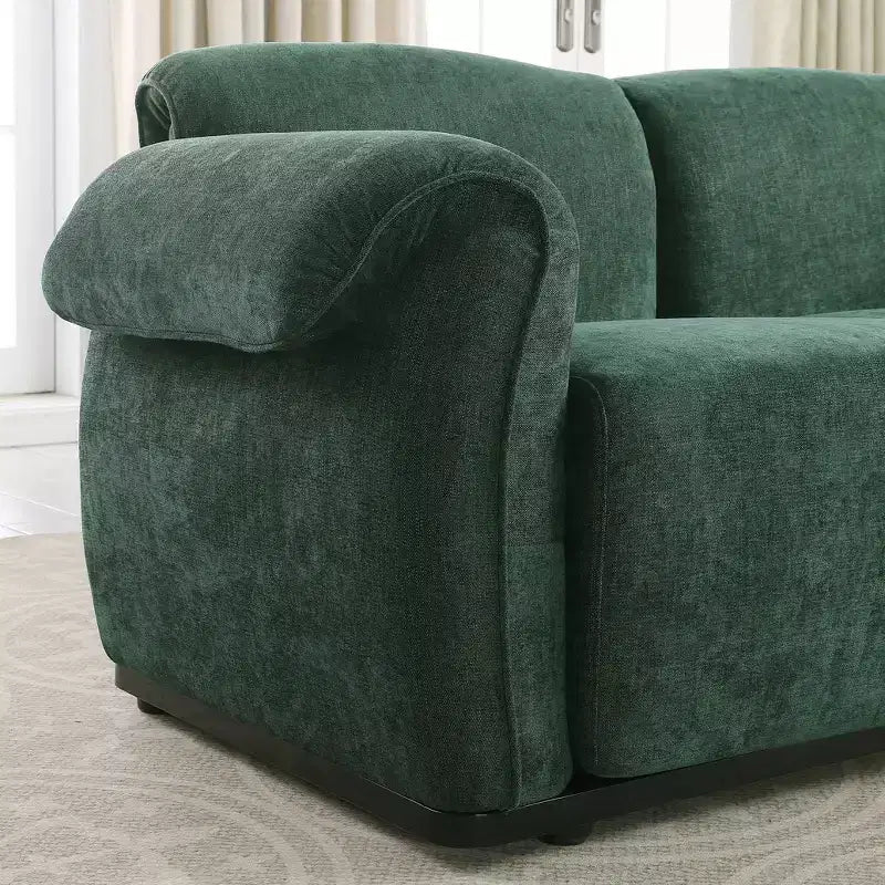 GDFStudio Khalid Modern 93 3-Seater Wood and Iron Chenille Upholstered Sectional Sofa with Split Backrest
