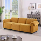 GDFStudio Khalid Modern 93 3-Seater Wood and Iron Chenille Upholstered Sectional Sofa with Split Backrest