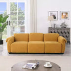 GDFStudio Khalid Modern 93 3-Seater Wood and Iron Chenille Upholstered Sectional Sofa with Split Backrest