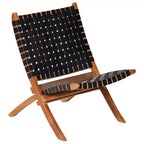 vidaXL Chaise Cuir de chèvre véritable, Bois d'acacia massif Taille standard
