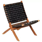 vidaXL Chaise Cuir de chèvre véritable, Bois d'acacia massif Taille standard