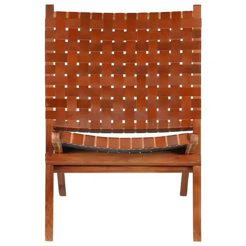 vidaXL Chaise Cuir de chèvre véritable, Bois d'acacia massif Taille standard