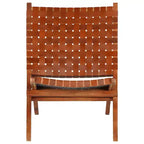 vidaXL Chaise Cuir de chèvre véritable, Bois d'acacia massif Taille standard