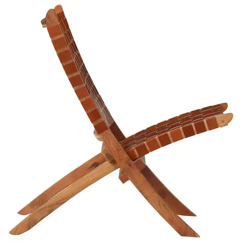 vidaXL Chaise Cuir de chèvre véritable, Bois d'acacia massif Taille standard