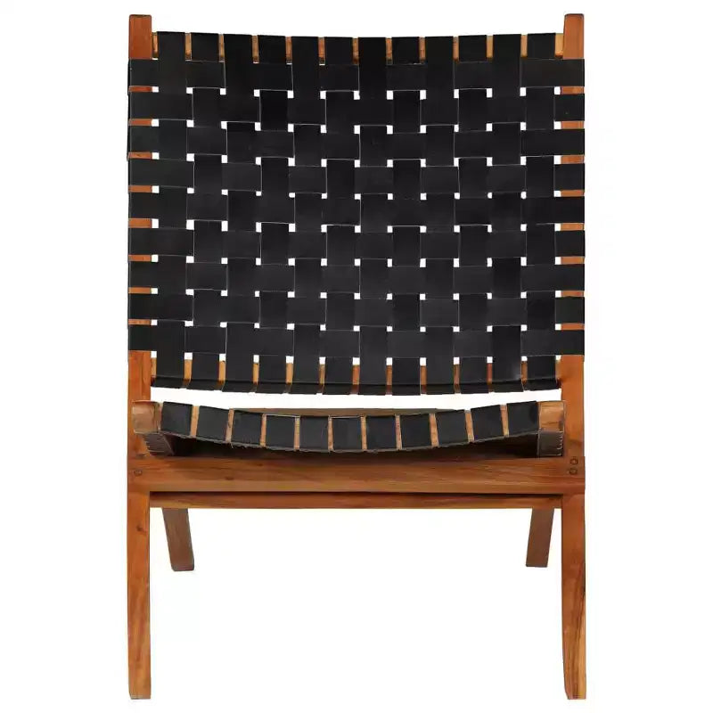 vidaXL Chaise Cuir de chèvre véritable, Bois d'acacia massif Taille standard