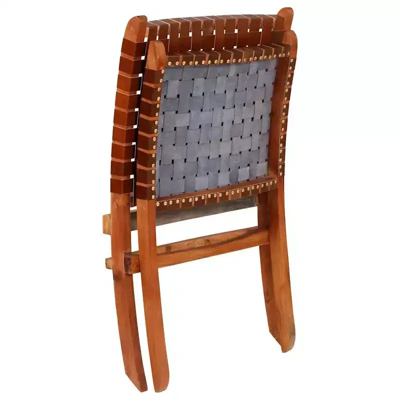 vidaXL Chaise Cuir de chèvre véritable, Bois d'acacia massif Taille standard