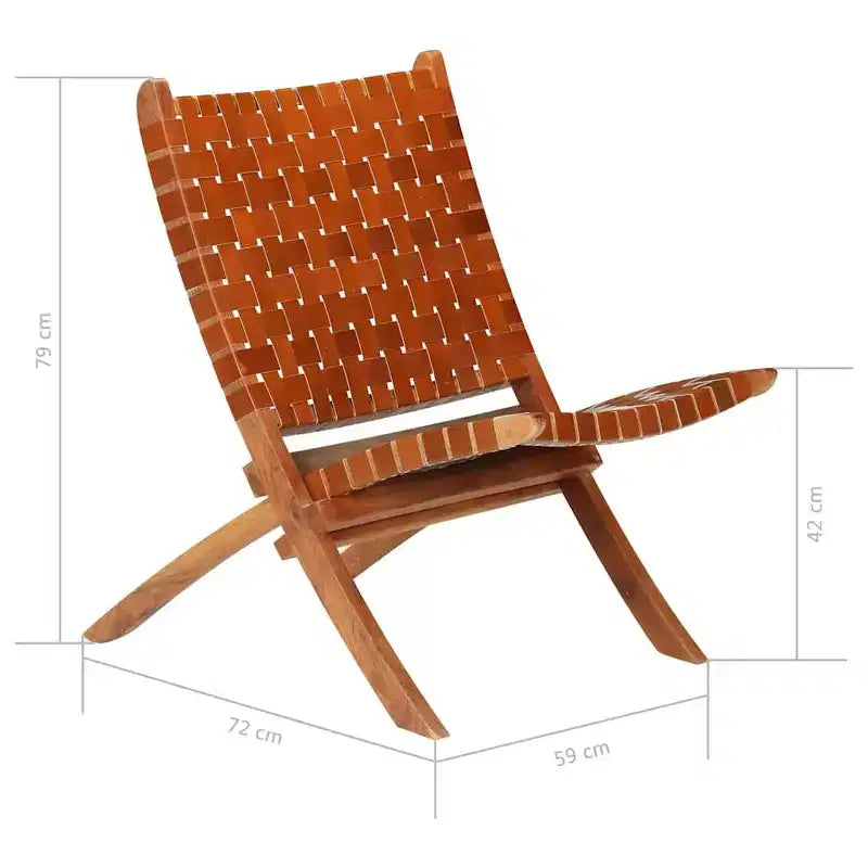 vidaXL Chaise Cuir de chèvre véritable, Bois d'acacia massif Taille standard