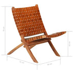 vidaXL Chaise Cuir de chèvre véritable, Bois d'acacia massif Taille standard