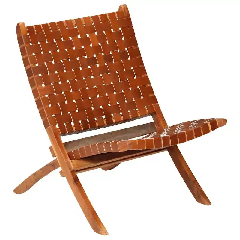 vidaXL Chaise Cuir de chèvre véritable, Bois d'acacia massif Taille standard