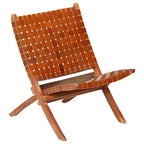 vidaXL Chaise Cuir de chèvre véritable, Bois d'acacia massif Taille standard