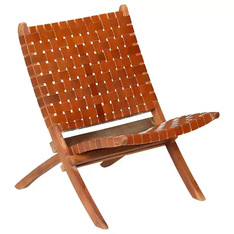 vidaXL Chaise Cuir de chèvre véritable, Bois d'acacia massif Taille standard