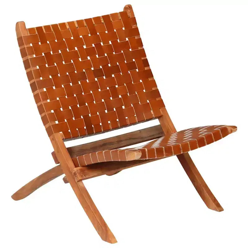 vidaXL Chaise Cuir de chèvre véritable, Bois d'acacia massif Taille standard