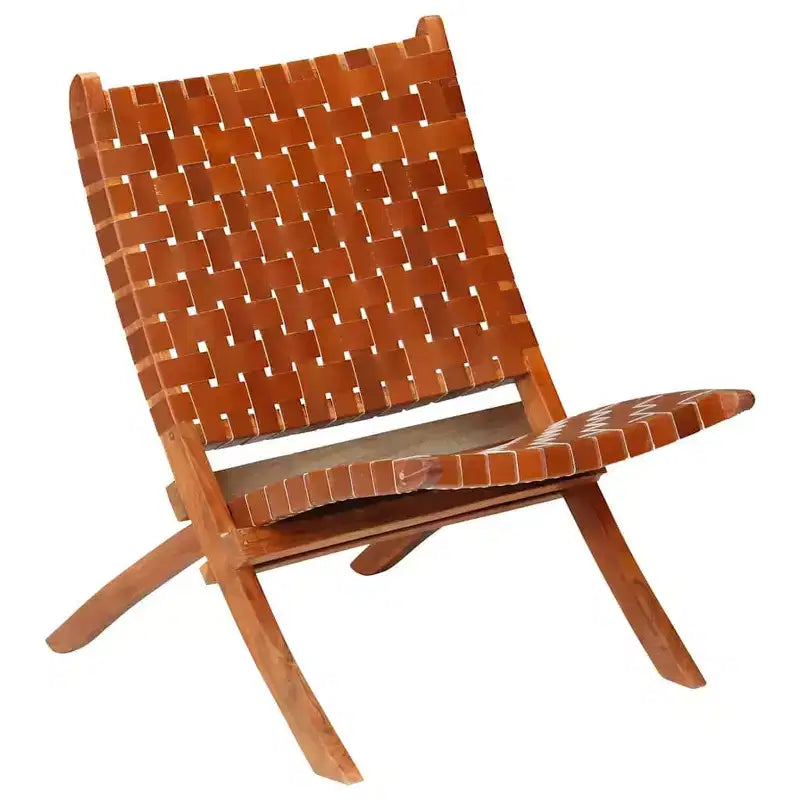 vidaXL Chaise Cuir de chèvre véritable, Bois d'acacia massif Taille standard